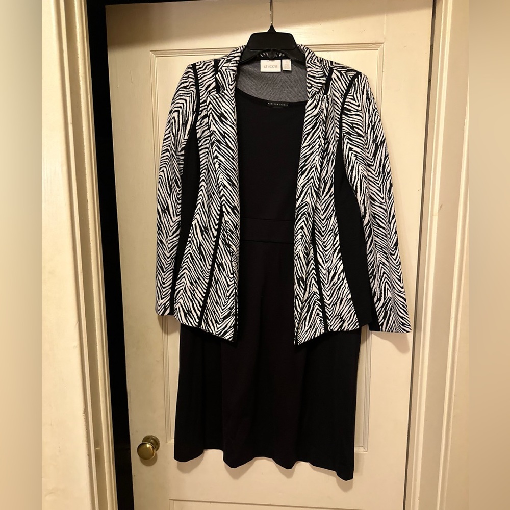 Black dress with zebra print jacket